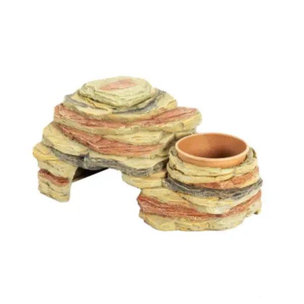 Cachette Mangeoire Feeding Dishes Hideout 3-en-1 REPTIZOO - 28 x 16,5 x 13 cm