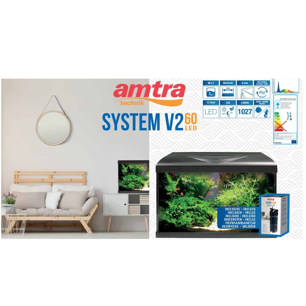 ACQUARIO AMTRA SYSTEM TANK V2 60 LED BLACK E MOBILE PER ACQUARIO - immagine 7