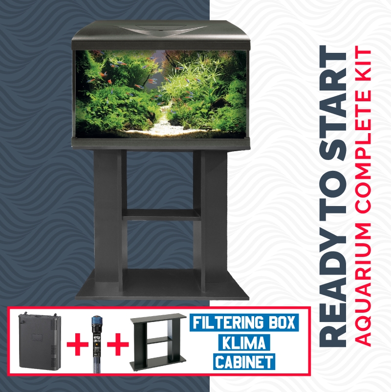 ACQUARIO AMTRA SYSTEM TANK V2 60 LED CON FILTRO BOX 150 RISCALDATORE E MOBILE