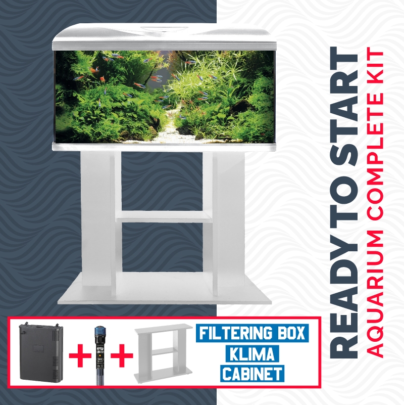 ACQUARIO AMTRA SYSTEM TANK V2 80 LED CON FILTRO BOX 150 RISCALDATORE E MOBILE