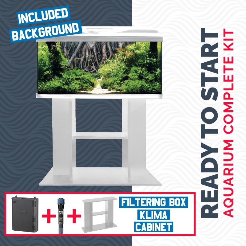 ACQUARIO AMTRA SYSTEM TANK V2 80 LED CON FILTRO BOX 150 RISCALDATORE SFONDO 3D E MOBILE - immagine 3