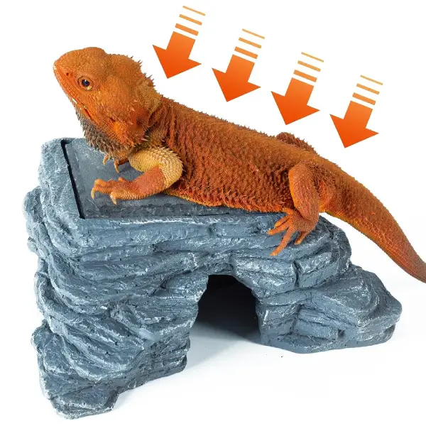 Corner Hide Cave REPTIZOO - Cachette d'Angle avec Ardoise à Stockage de Chaleur 25 cm - immagine 2
