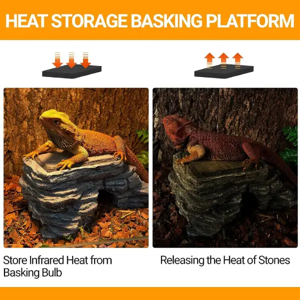 Corner Hide Cave REPTIZOO - Cachette d'Angle avec Ardoise à Stockage de Chaleur 25 cm - immagine 7