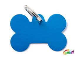 MEDAGLIETTA AD OSSO IN ALLUMINIO COLORE BLUE  MISURA  L