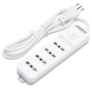 Multipresa a 4 vie con interruttore 16A 1,5m 3G1.0mm² bianca e grigia