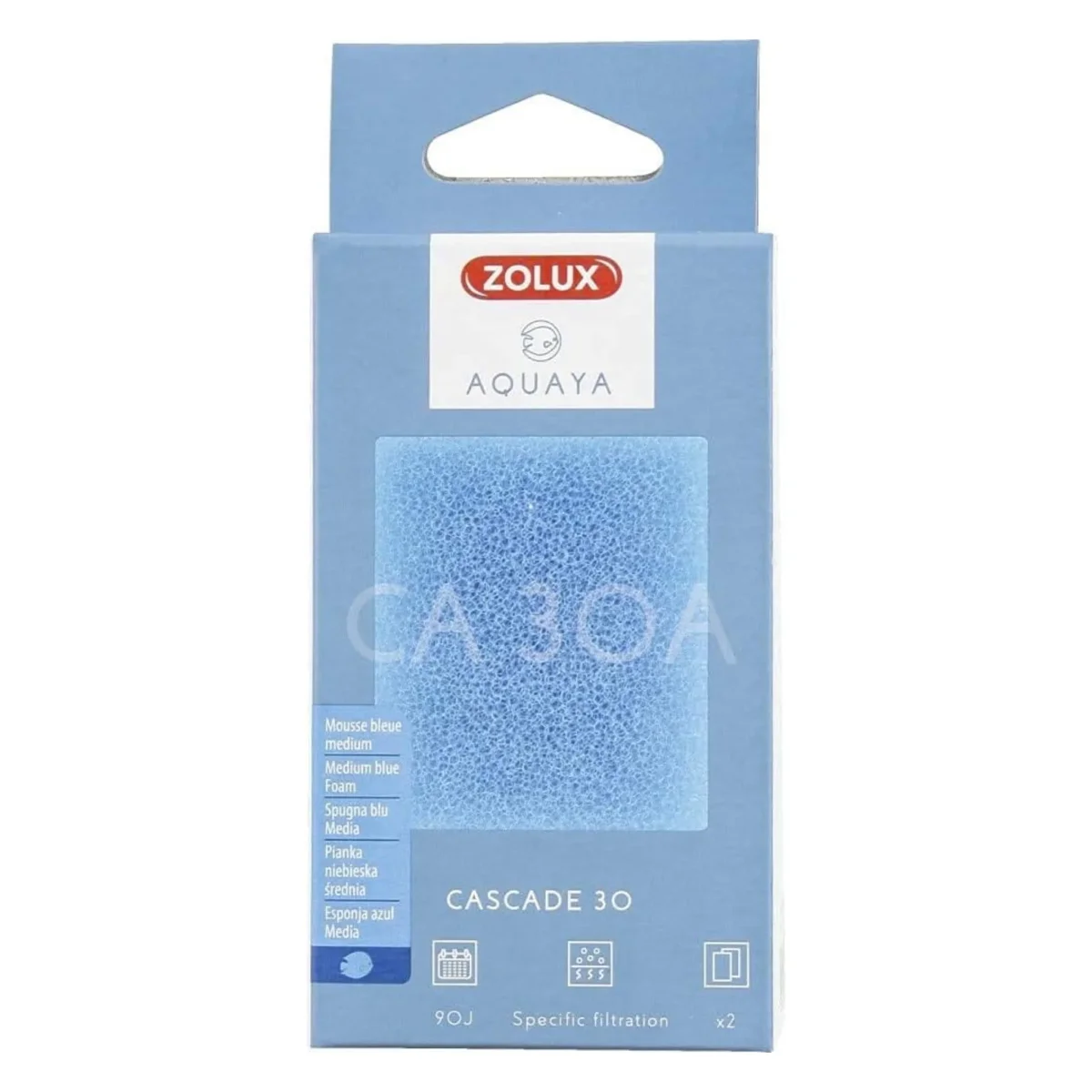 Zolux Cartuccia Spugna Blu Media Cascade 30x2 – Ricambio per Filtro a Cascata Aquaya