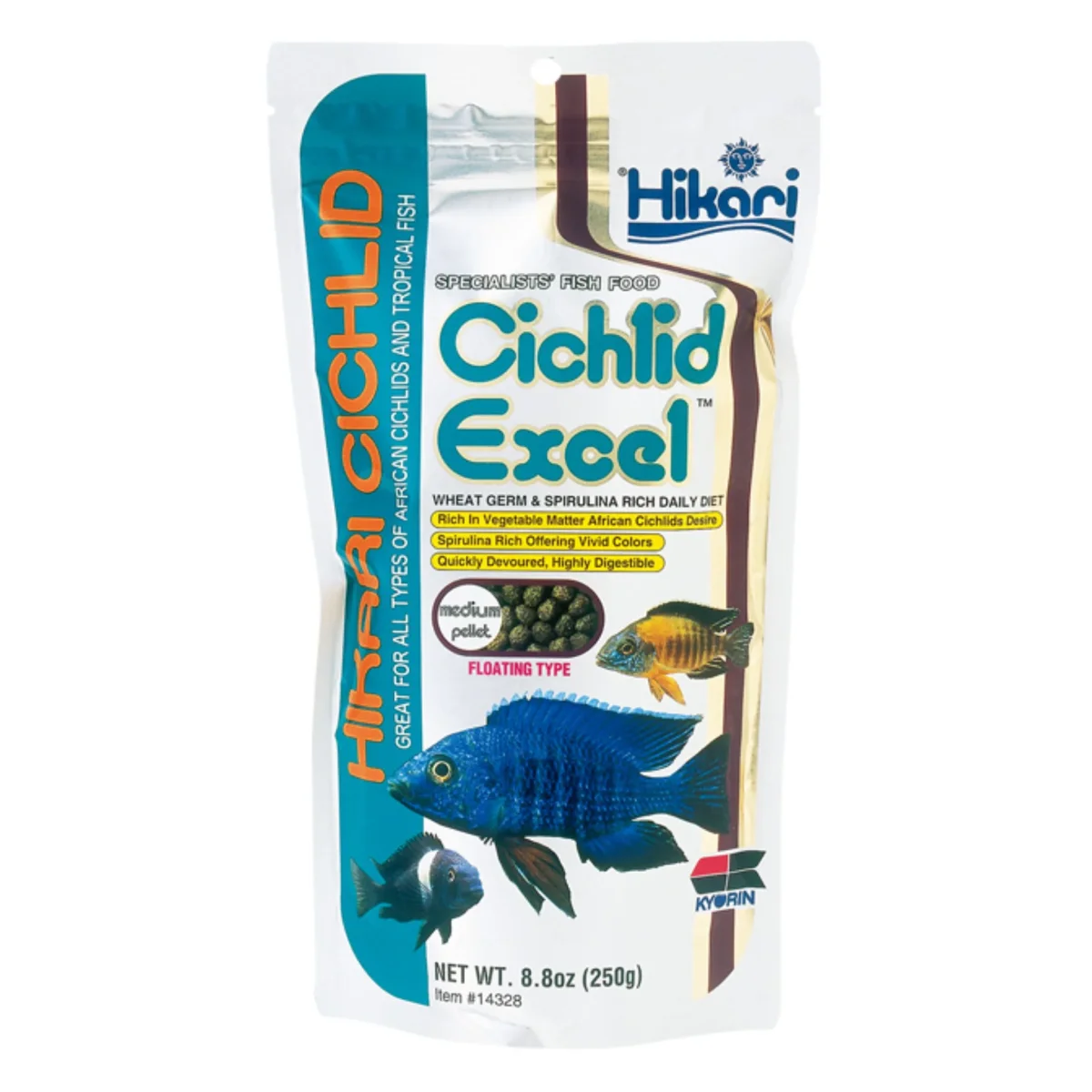 Hikari Cichlid Excel Medium 250g - Mangime Vegetale Galleggiante per Ciclidi Erbivori