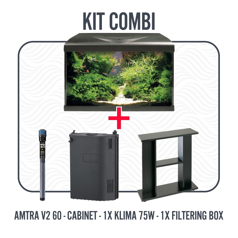 ACQUARIO AMTRA SYSTEM TANK V2 60 LED CON FILTRO BOX 150 RISCALDATORE E MOBILE - immagine 3