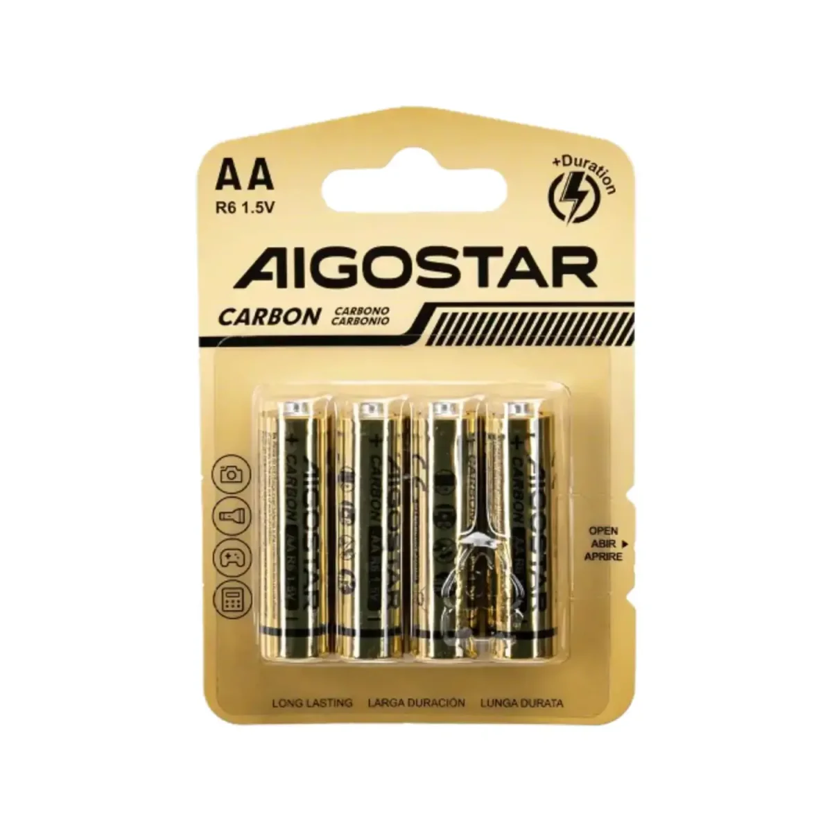 AIGOSTAR batteria zinco-carbone R6 1.5v 4pz stilo AA