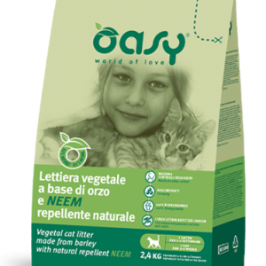 OASY CAT LETTIERA AGGLOMERANTE VEGETALE ORZO E NEEM 6LT ( 4 SACCHETTI DA 6LT PER IMBALLO)