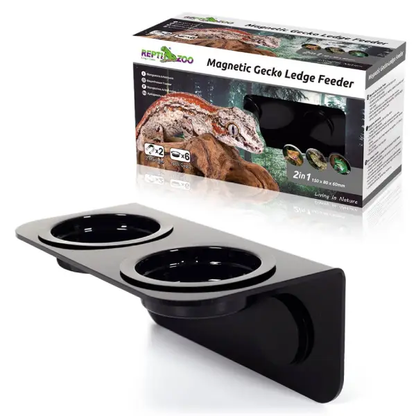 Mangeoire Double Magnétique Noire REPTIZOO - 15 cm - immagine 2