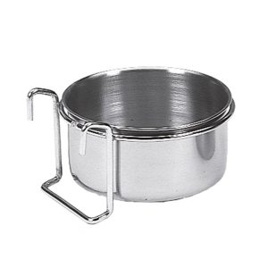 ciotola inox con ganci per piccoli uccellini /parrocchetti/RODITORI  0,15l ( conf da 4pz)