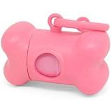 porta sacchetto ad osso con sacchetti ricambio 1 rotolo colore rosa